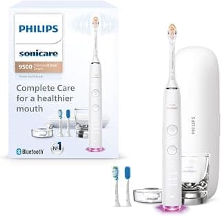 Philips Sonicare Escova de dentes elétrica DiamondClean Smart 9500, escova de dentes sônica com aplicativo, sensor de pressão, detecção de cabeça de escova, 5 modos de escovação e 3 níveis de
